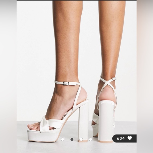 Be Mine Margot platform heeled sandals in Ivory Satin - Picture 3 of 6